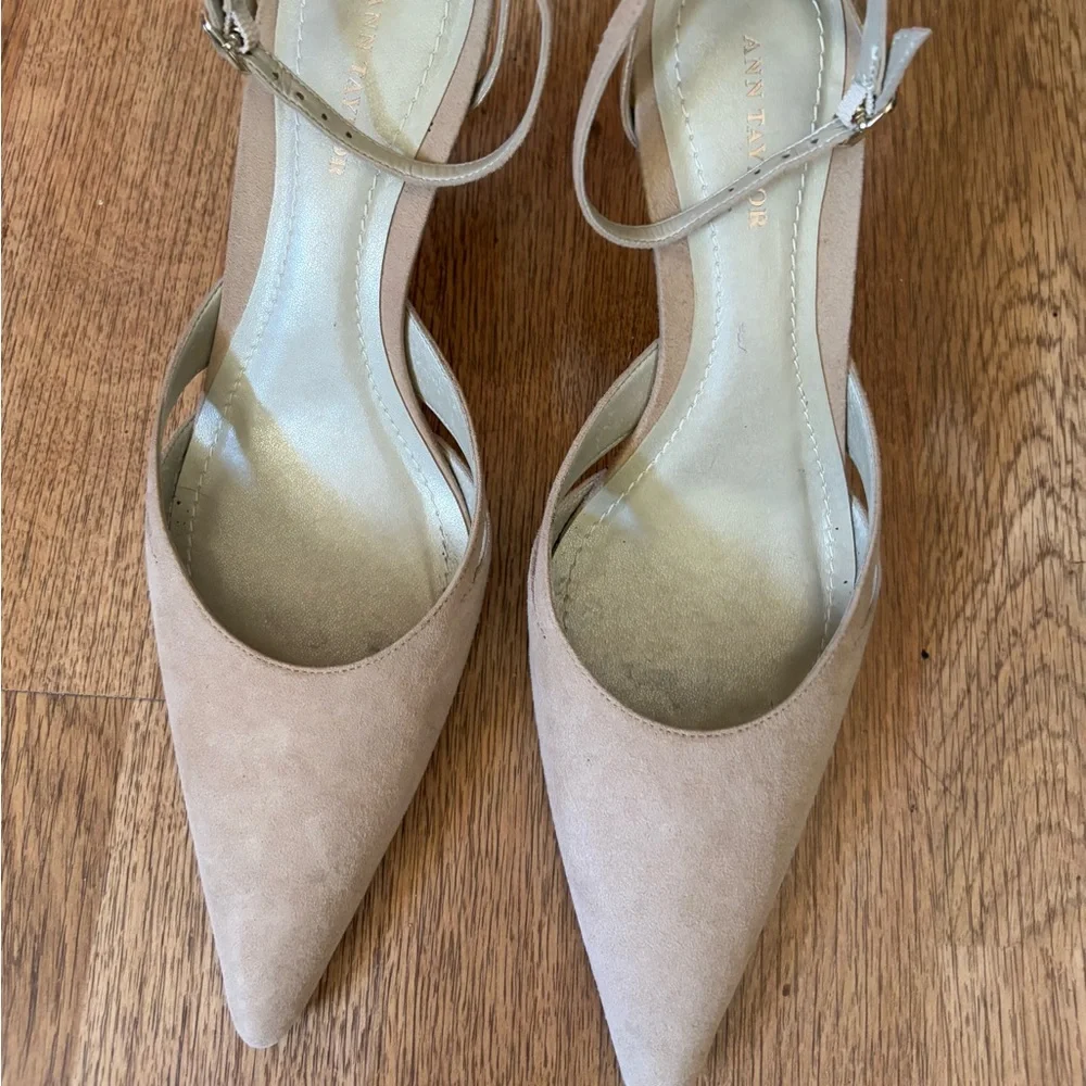 Ann Taylor Nude Pointed-Toe Ankle-Strap Pumps - Picture 2 of 9